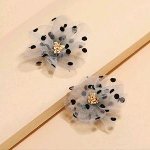 🍉5 for $25* Polka Dot Mesh Flower Earrings